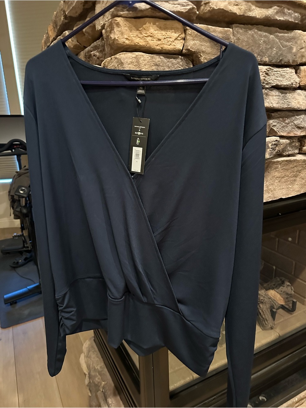 Banana Republic Navy V-Neck Wrap-Front Tunic